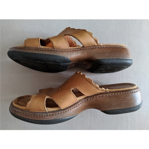 Dansko Brown Leather Open Toe Slide Sandals - Picture 11 of 13